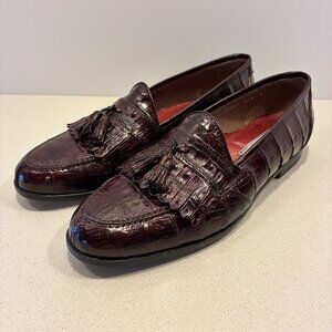 Bruno Magli Genuine Burgundy Crocodile Tassel Loafers – Men’s 10.5M
